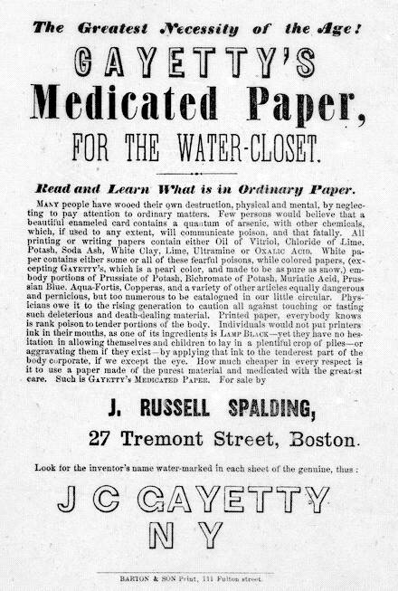Joseph Gayetty Advertisement For Medicated Paper